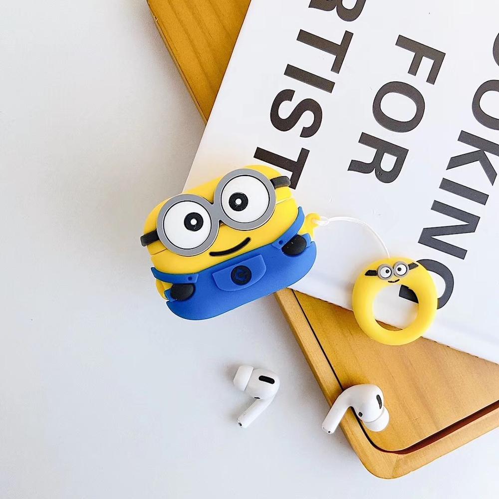 Cute 3D Big Eyes Little Yellow man Silicone soft Bluetooth Wireless Earphone Case For Apple AirPods pro 3 for AirPods pro cover